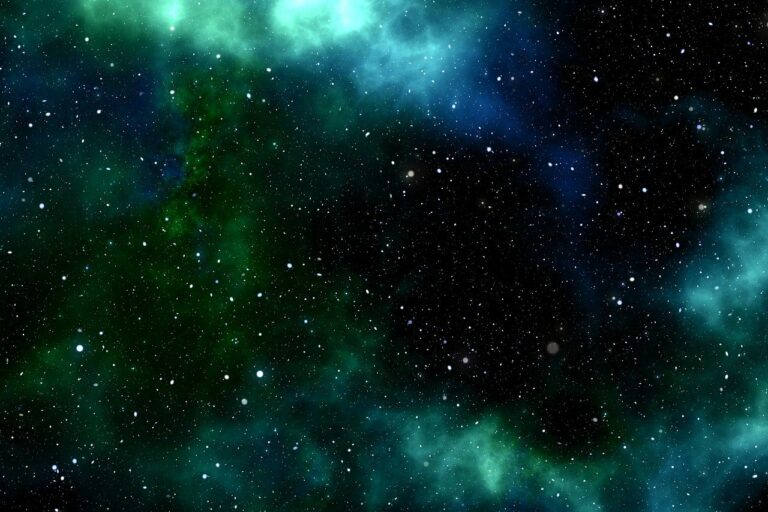 Image of a bluey green outer space