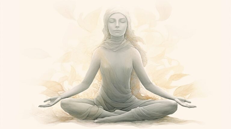 Digitally enhanced picture of a lady in a meditation sitting position